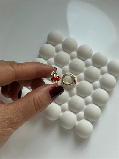 Vip 14k Dore Noktalı Kirazlı Çocuk Küpe