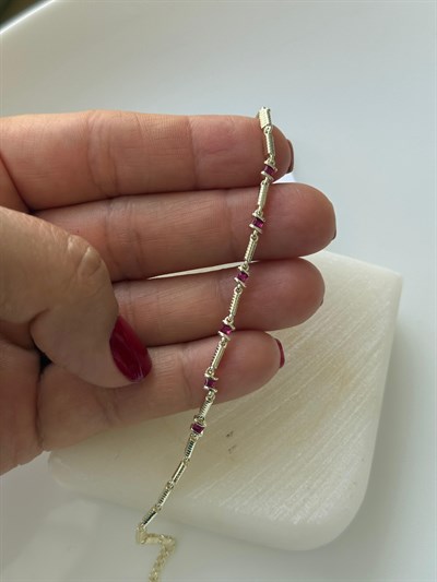 Vip 14k Fuşya Taşlı Bileklik