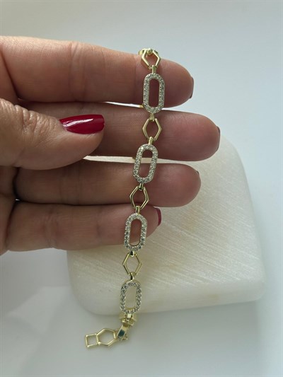 Vip 14K Geometrik Figürlü  Bileklik