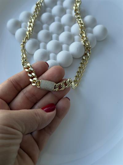 Vip 14k Gurmet Zirkon Taşlı Künye Model Kolye