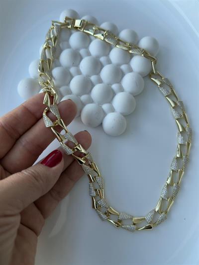 Vip 14k Gurmet Zirkon Taşlı Zincir Model Kolye