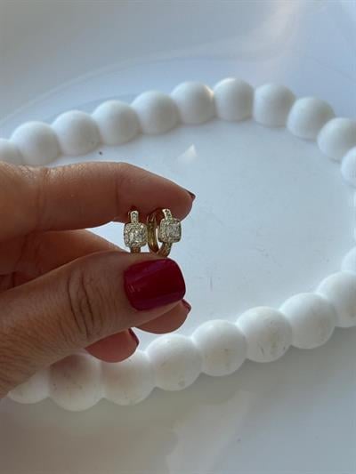 Vip 14k Kare Kesme Taşlı Çocuk Küpe