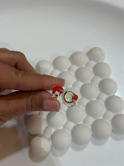 Vip 14k Kırmızı Yunus Balığı Çocuk Küpe