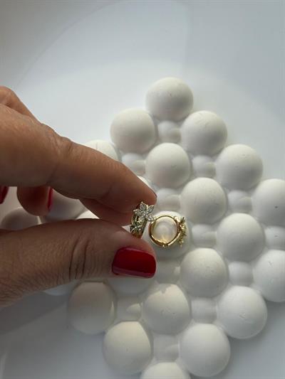 Vip 14k Klasik İkili Çiçek Figürlü Çocuk Küpe