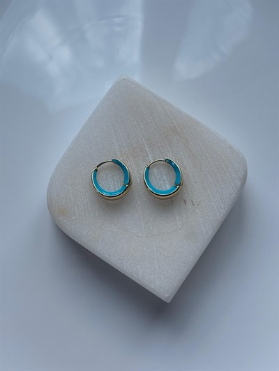 Vip 14k Mavi Mineli Oval Küpe