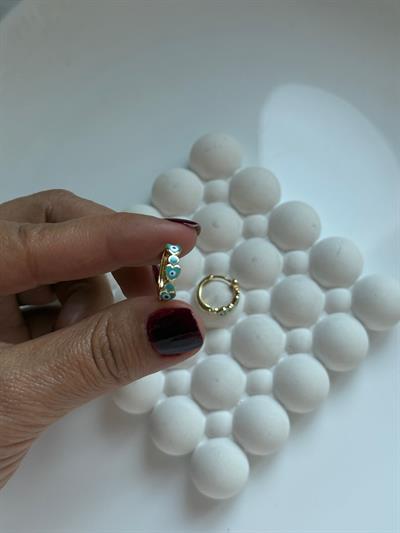 Vip 14k Mavi Nazarlı Çocuk Küpe
