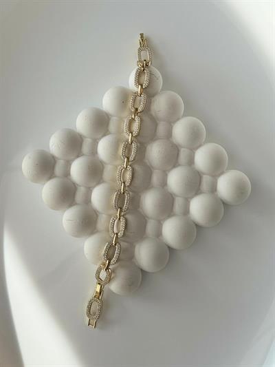 Vip 14k Oval  Zirkon Taşlı Bileklik