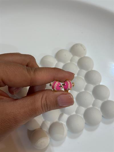 Vip 14k Pembe Çizgili Balık Çocuk Küpesi