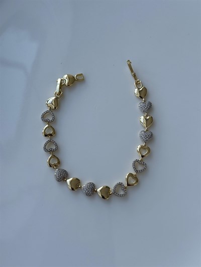 Vip 14k Plaka Kalp Figürlü Bileklik