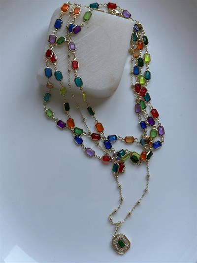 Vip 14k Renkli Çoklu Kolye