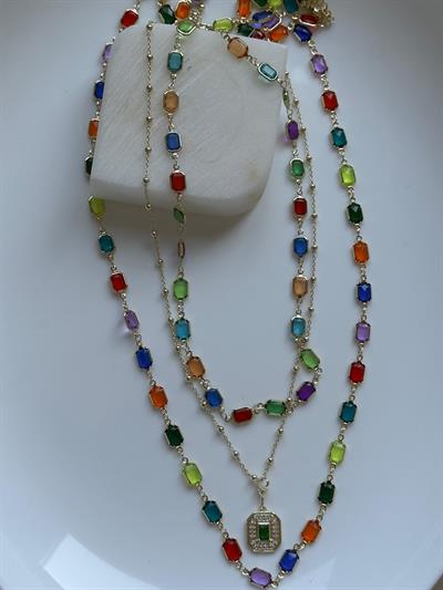 Vip 14k Renkli Çoklu Kolye