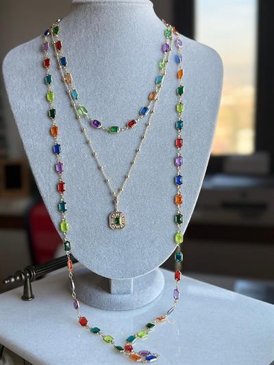 Vip 14k Renkli Çoklu Kolye