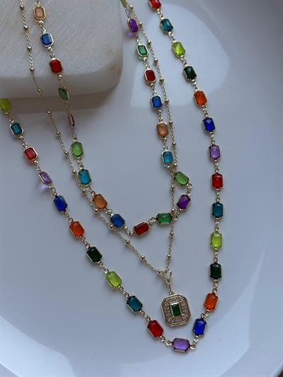 Vip 14k Renkli Çoklu Kolye