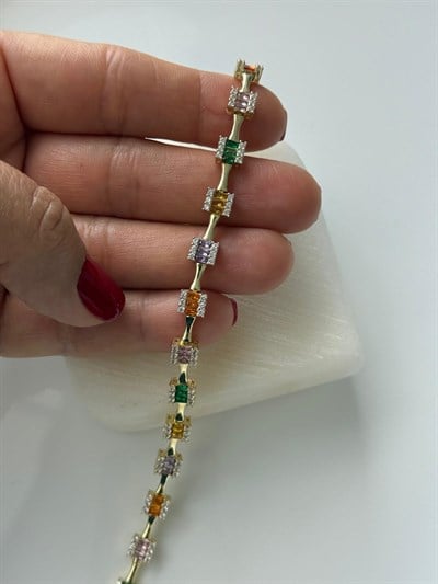 Vip 14k Renkli Zirkon Taşlı  Bileklik