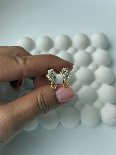Vip 14k Taşlı Denizatı Çocuk Küpe
