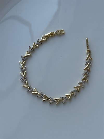 Vip 14k Taşlı V Bileklik