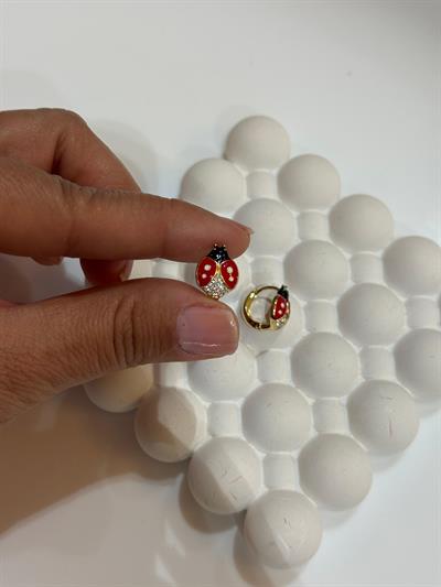 Vip 14k Siyahlı Uğurböceği Çocuk Küpesi