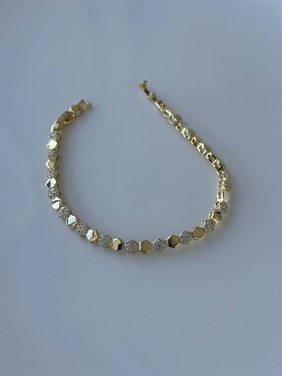 Vip 14k Zirkon Taşlı Petek Bileklik