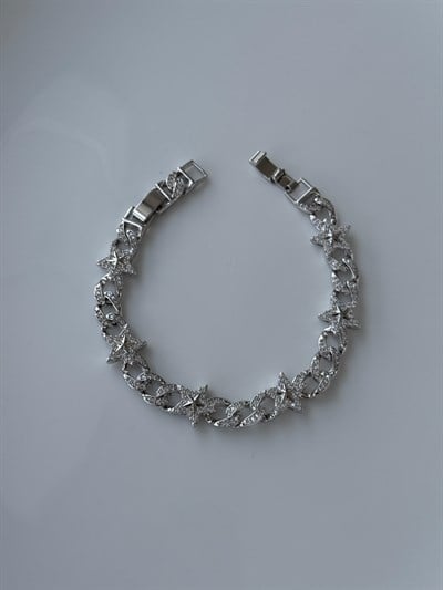 Vip Gri Zirkon Taşlı Yıldız Bileklik