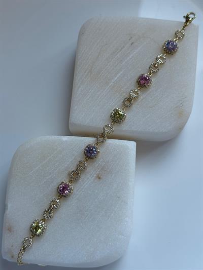 Vip Renkli  Kare Zirkon Taşlı Bileklik