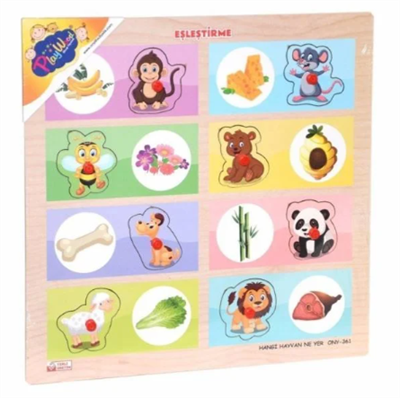 Play Wood Ahşap Tutmalı Eşleştirme Hangi Hayvan Ne Yer