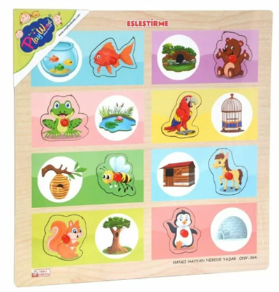 Play Wood Ahşap Tutmalı Eşleştirme Hangi Hayvan Nerede Yaşar 