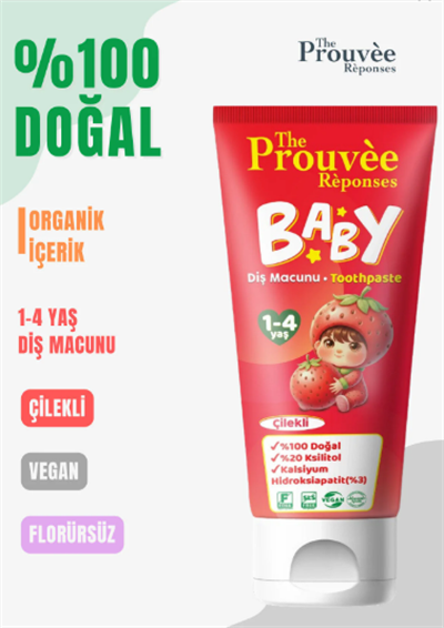 The Prouvee Çilekli %100 Doğal Organik Bebek Ve Çocuk  Diş Macunu 35 Ml (Florürsüz)