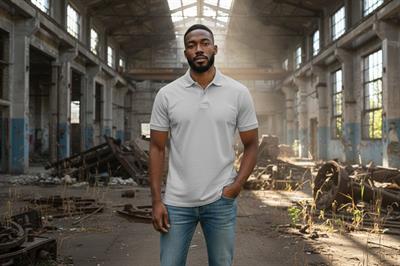V POLO YAKA TSHIRT %100 PAMUK AÇIK GRİ