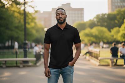 V POLO YAKA TSHIRT %100 PAMUK SİYAH