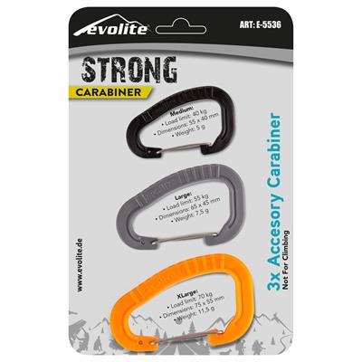 Evolite Strong 3lü Karabina Seti - Turuncu/Gri/Siyah