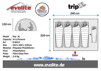 Evolite Trip XL Monodome 4+1 Kişilik Kamp Çadırı