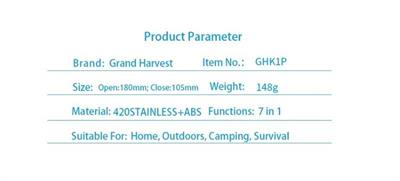 Grand Harvest GHK1P-06 Multi Fonksiyonel Çakı