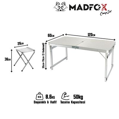 Madfox CampSet ShadePort Tabureli Katlanır Masası Seti