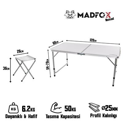 Madfox Nomad Duo Tabureli Katlanır Kamp Masası Seti
