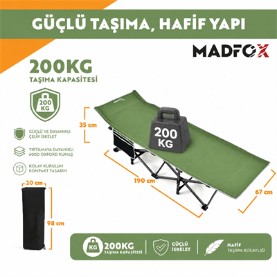 Madfox SteelRest Çelik Katlanır Kamp Yatağı Kampet