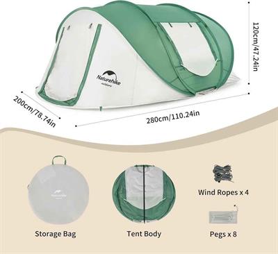 Naturehike 3-4 Kişilik Pop-Up Otomatik Kurulum Kamp Çadırı