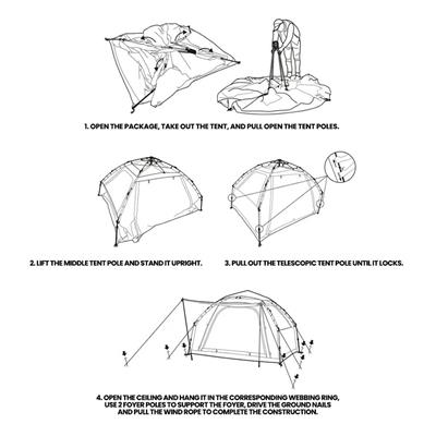 Naturehike Ango ES60 Gölgelikli Otomatik Kurulum Kamp Çadırı