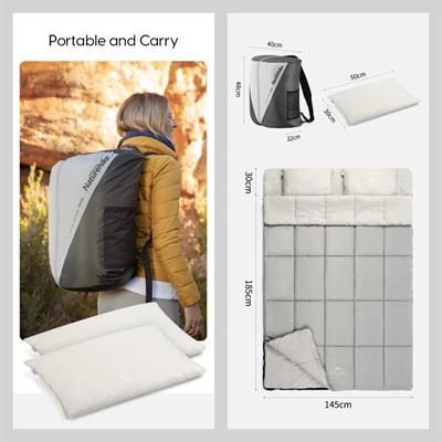 Naturehike HD250 Zarf Tarzı Yastıklı Çift Kişilik Pamuklu Uyku Tulumu
