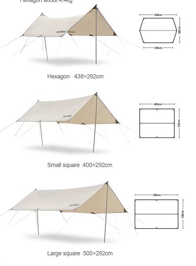 Naturehike Hexagon Glamping 3x4.8 mt Tarp [Güneş ve Rüzgar Koruma Tentesi]