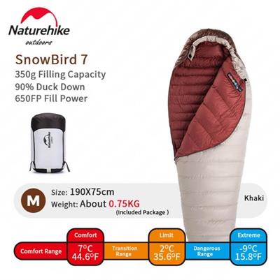 Naturehike M/350G Snowbird Ördek Tüyü Mumya Uyku Tulumu -9°C