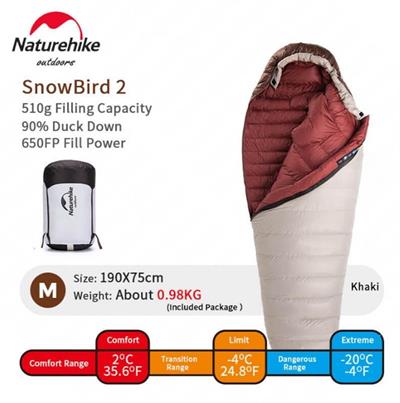 Naturehike M/510G Snowbird Ördek Tüyü Mumya Uyku Tulumu -20°C