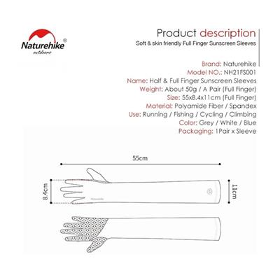 Naturehike UPF50+ Full Finger Güneş Koruma Kollukları