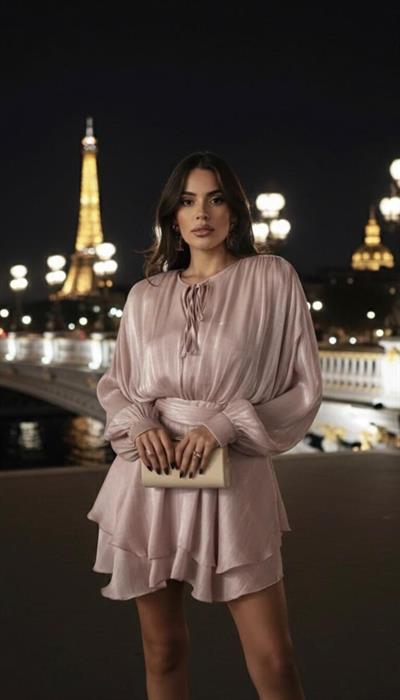 Şifon Pudra Elbise