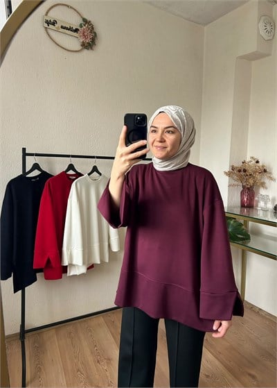 Kol Yırtmaçlı Sweat VİŞNE