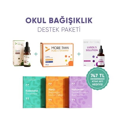 Okul Bağışıklık Destek Paketi | D3K2 + Pure C + Lugol %2 + 3 Kitap Hediye