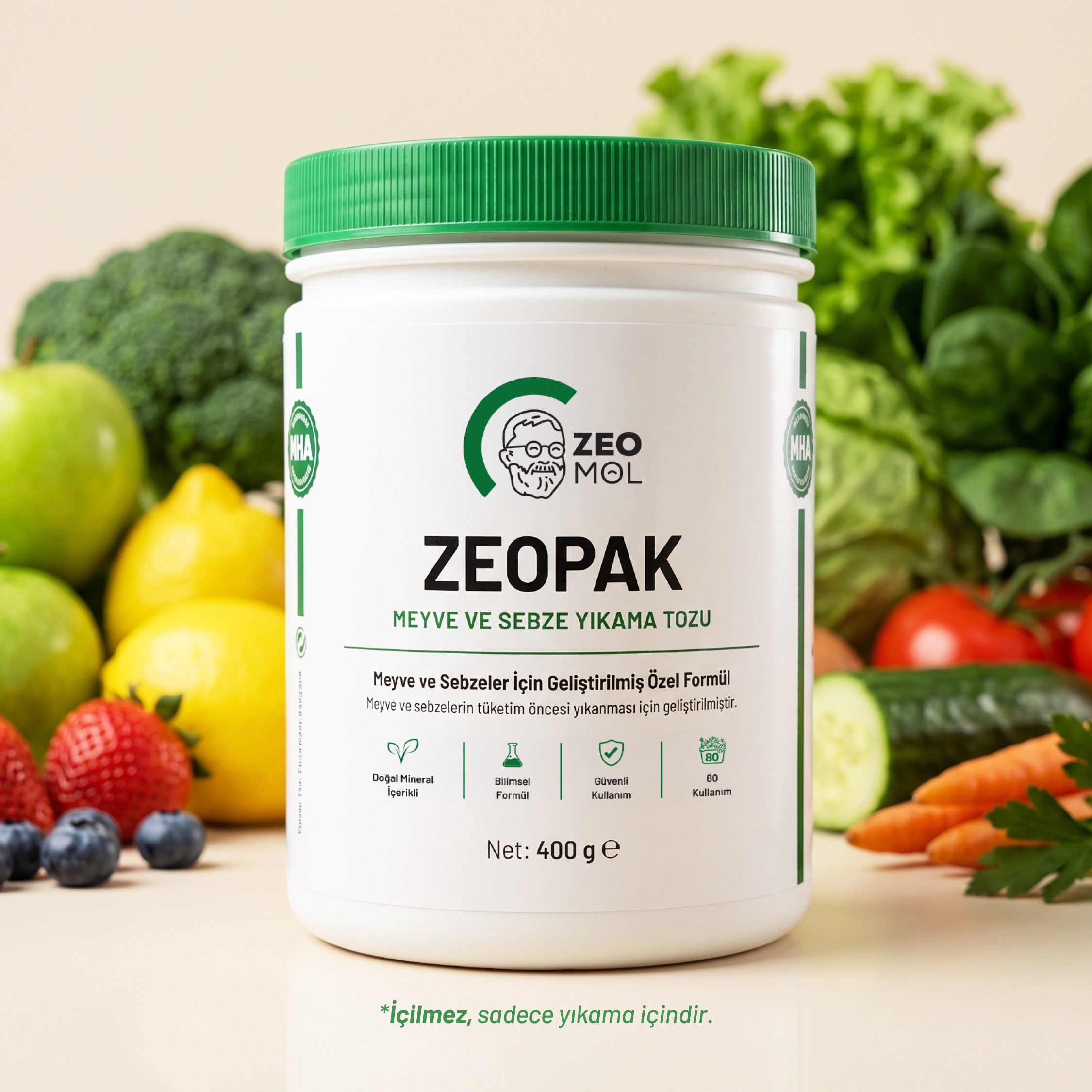 ZEOPAK Doğal Meyve ve Sebze Yıkama Tozu 400 gr