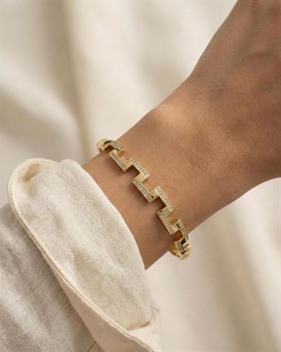 14K Xuing Zikzak Model Taşlı Kelepçe