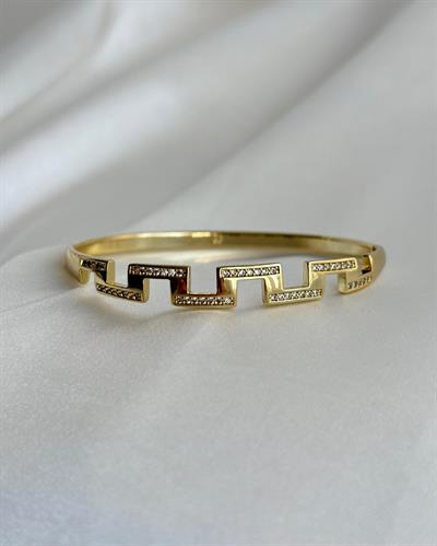 14K Xuing Zikzak Model Taşlı Kelepçe