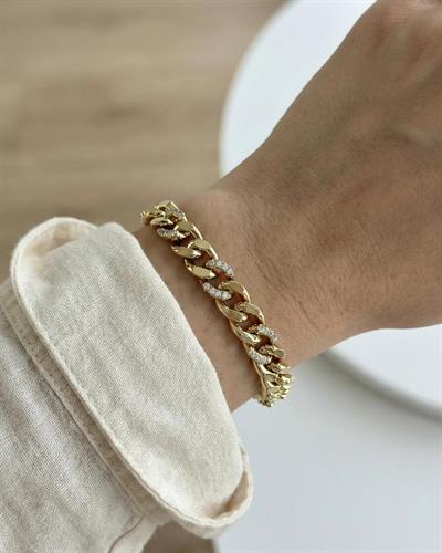 14K Xuping Ara Taşlı Gurmet Zincir Bileklik