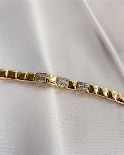 14K Xuping Ara Taşlı Kare Motif Bileklik